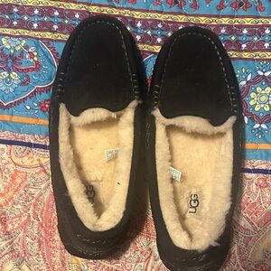 UGG Men's Dark Suede Slip-Ons with Cream Lining